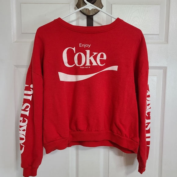 Coca-Cola Woman's Long Sleeve Crewneck Sweatshirt, Size: Medium Color: Red - Picture 3 of 16
